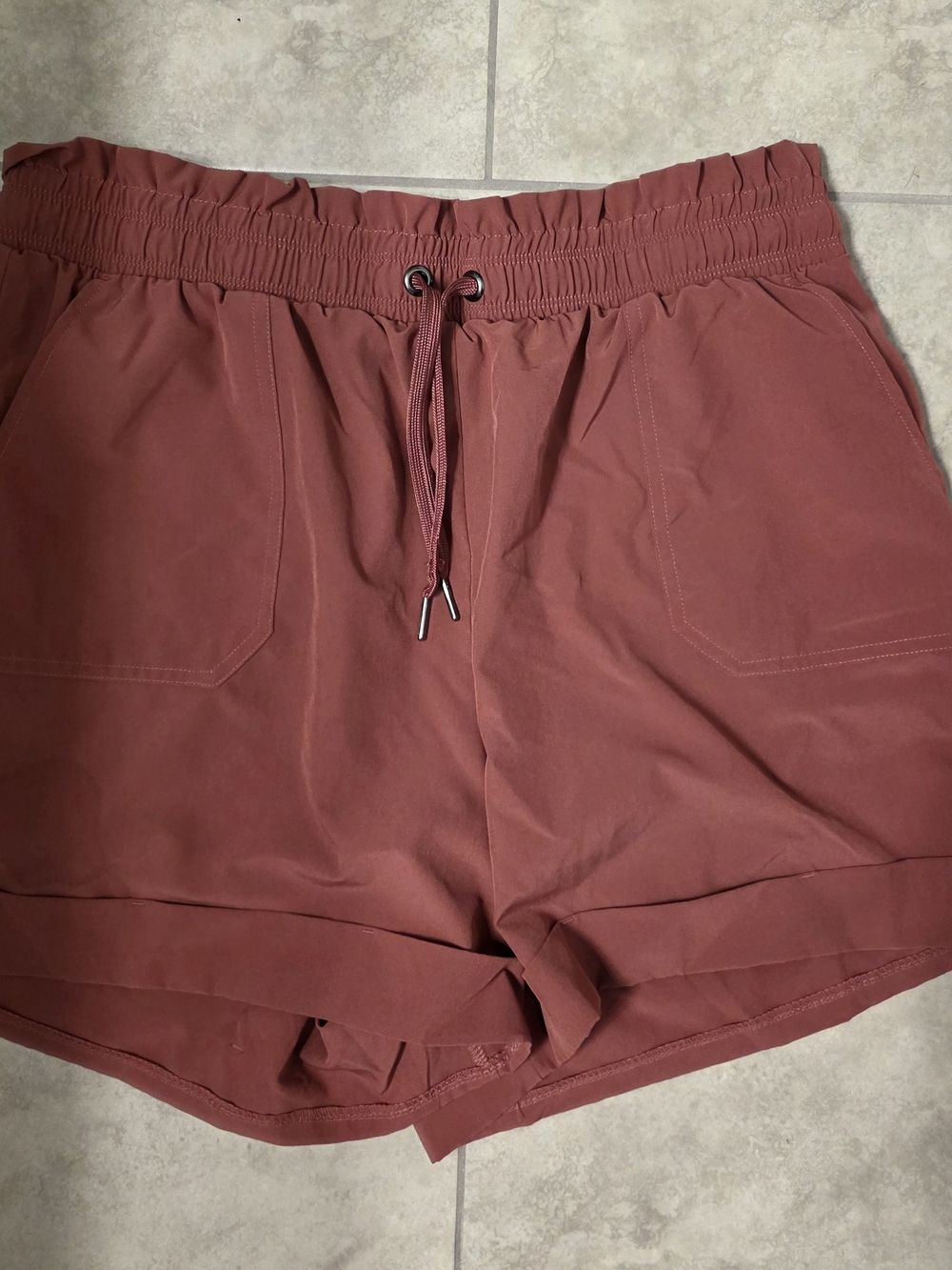Women’s Drawstring Walking Shorts - Rust Pink Size L